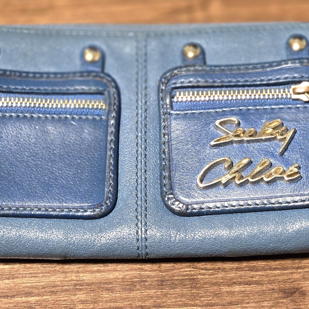 See By Chloe Sky Blue Leather Wallet